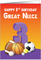 Great Niece 3rd Birthday Sports Balls card