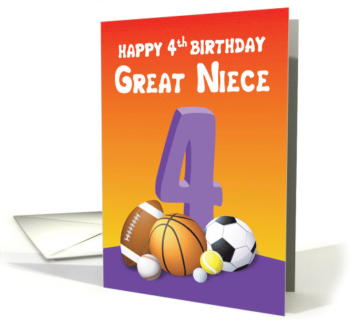 Great Niece 4th Birthday Sports Balls card (1614506)