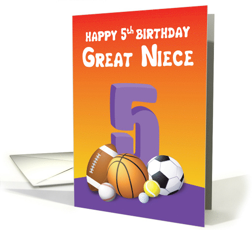 Great Niece 5th Birthday Sports Balls card (1614508)