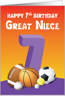 Great Niece 7th Birthday Sports Balls card