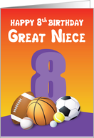 Great Niece 8th Birthday Sports Balls card