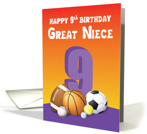 Great Niece 9th Birthday Sports Balls card (1614520)