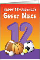 Great Niece 12th Birthday Sports Balls card