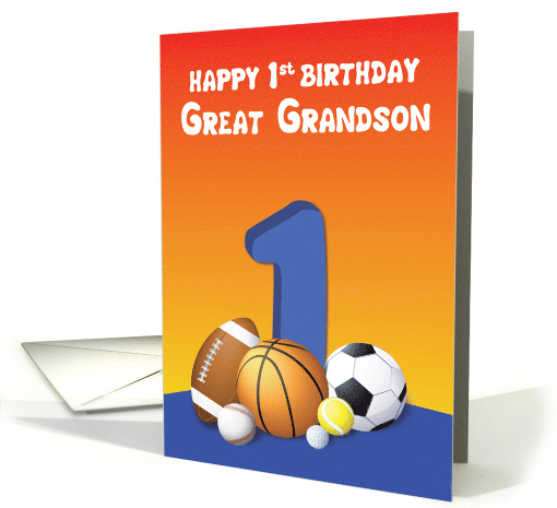 Great Grandson 1st Birthday Sports Balls card (1614528)