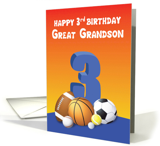 Great Grandson 3rd Birthday Sports Balls card (1614532)