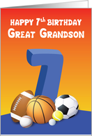 Great Grandson 7th Birthday Sports Balls card