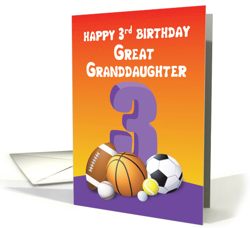 Great Granddaughter 3rd Birthday Sports Balls card (1614786)