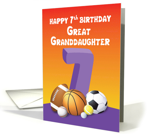 Great Granddaughter 7th Birthday Sports Balls card (1614824)