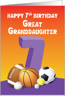 Great Granddaughter 7th Birthday Sports Balls card