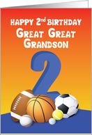 Great Great Grandson 2nd Birthday Sports Balls card