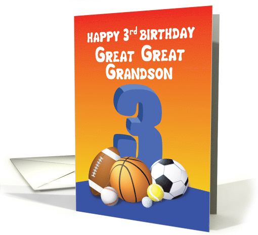 Great Great Grandson 3rd Birthday Sports Balls card (1615128)