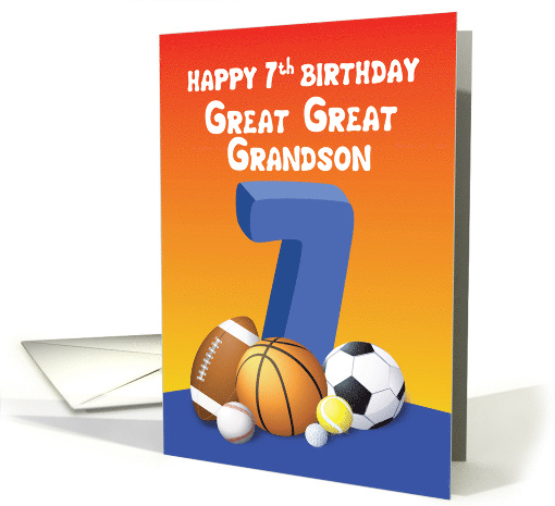 Great Great Grandson 7th Birthday Sports Balls card (1615136)