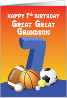 Great Great Grandson 7th Birthday Sports Balls card