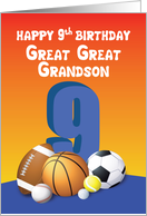 Great Great Grandson 9th Birthday Sports Balls card