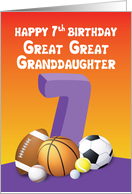 Great Great Granddaughter 7th Birthday Sports Balls card