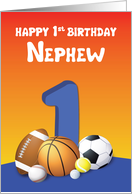 Nephew 1st Birthday Sports Balls card