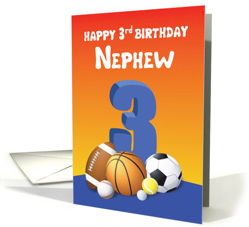 Nephew 3rd Birthday Sports Balls card (1616836)