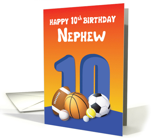 Nephew 10th Birthday Sports Balls card (1616860)