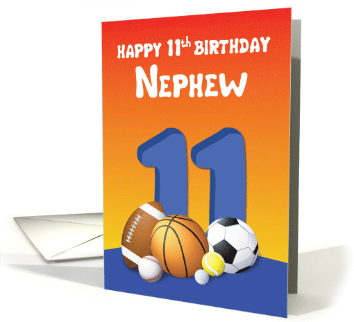 Nephew 11th Birthday Sports Balls card (1616862)