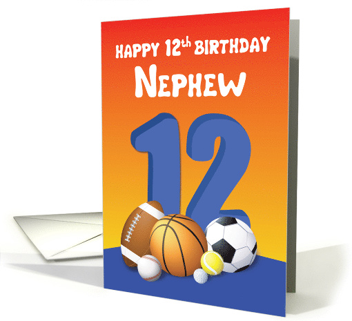 Nephew 12th Birthday Sports Balls card (1616864)