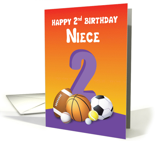 Niece 2nd Birthday Sports Balls card (1616866)