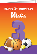 Niece 3rd Birthday Sports Balls card