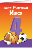 Niece 4th Birthday Sports Balls card