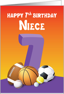 Niece 7th Birthday Sports Balls card