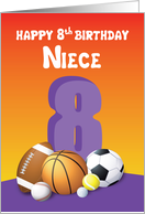 Niece 8th Birthday Sports Balls card