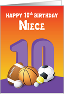 Niece 10th Birthday Sports Balls card