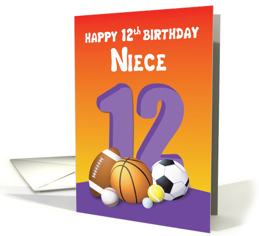Niece 12th Birthday Sports Balls card (1616890)