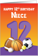 Niece 12th Birthday Sports Balls card