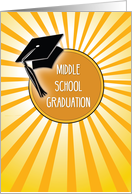 Middle School Graduation Hat on Sun card