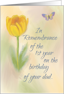 Dad 1st Year Birthday Remembrance Watercolor Flower Butterfly card