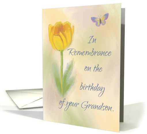 Grandson Birthday Remembrance Watercolor Flower Butterfly card