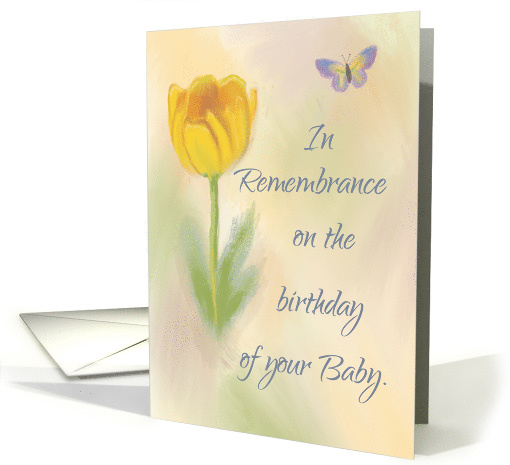Baby Birthday Remembrance Watercolor Flower Butterfly card (1617196)