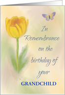 Custom Relation, Grandchild, Birthday Remembrance Watercolor Flower Bu card