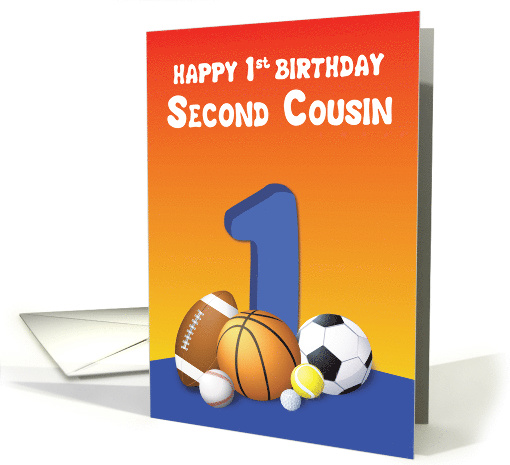 Second Cousin Boy 1st Birthday Sports Balls card (1617698)