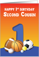 Second Cousin Boy 1st Birthday Sports Balls card