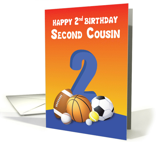 Second Cousin Boy 2nd Birthday Sports Balls card (1617700)