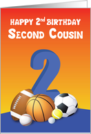 Second Cousin Boy 2nd Birthday Sports Balls card