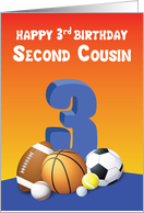 Second Cousin Boy 3rd Birthday Sports Balls card
