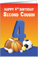 Second Cousin Boy 4th Birthday Sports Balls card
