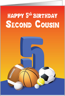 Second Cousin Boy 5th Birthday Sports Balls card