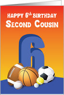 Second Cousin 6th Birthday Sports Balls card