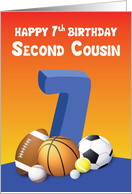 Second Cousin Boy 7th Birthday Sports Balls card