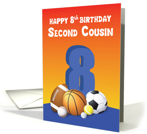 Second Cousin Boy 8th Birthday Sports Balls card (1617712)