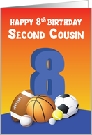 Second Cousin Boy 8th Birthday Sports Balls card