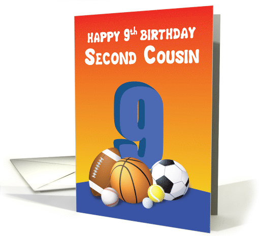 Second Cousin Boy 9th Birthday Sports Balls card (1617714)