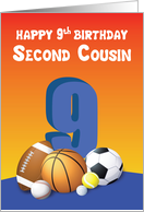 Second Cousin Boy 9th Birthday Sports Balls card